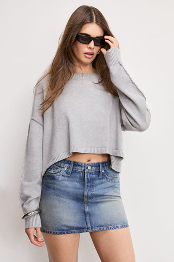 COZY KNIT CREW NECK | MELANGE GREY
