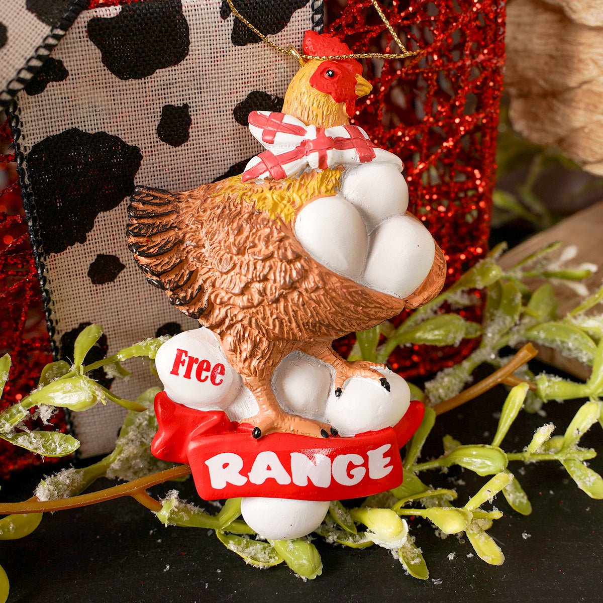 Hen with Eggs Free Range Ornament