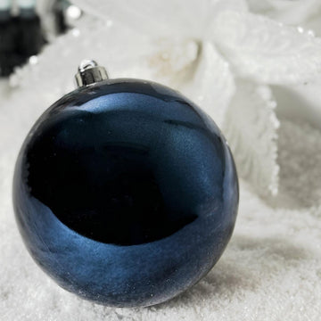 140mm Midnight Blue Shiny Ball Ornament Box Of 2