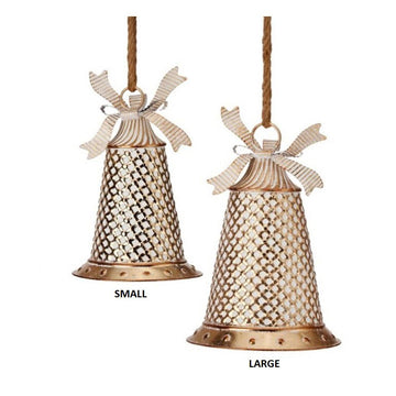 14in Antique Gold Bell Ornament Large