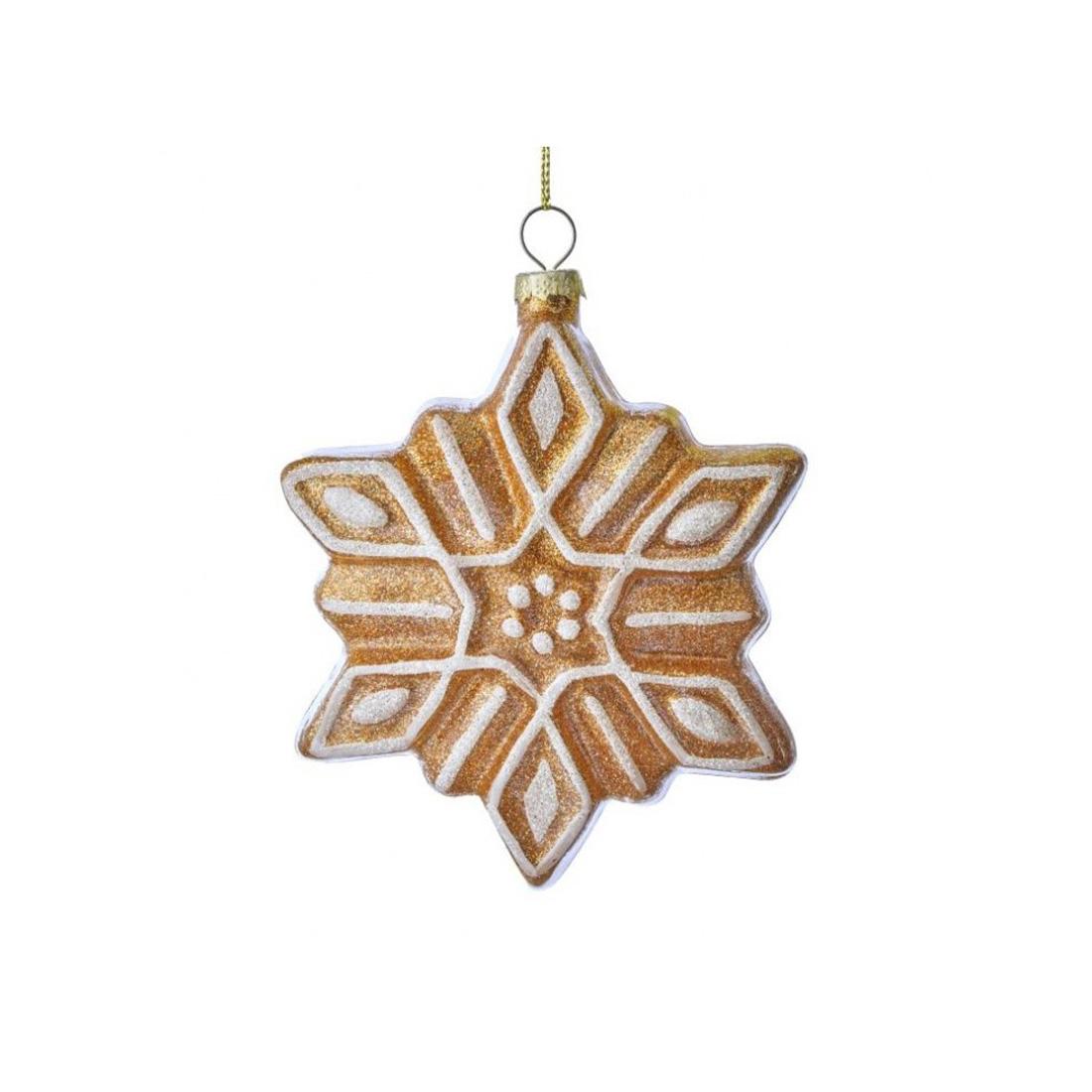 Glass Gingerbread Snowflake Ornament