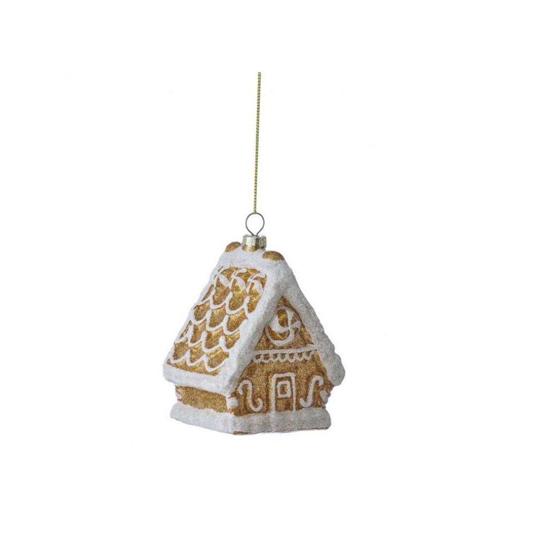 Glass Gingerbread House Christmas Ornament