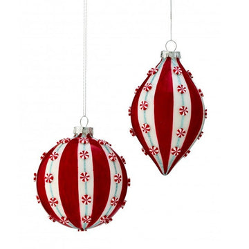 Glass Mini Peppermint Ball Finial Ornament