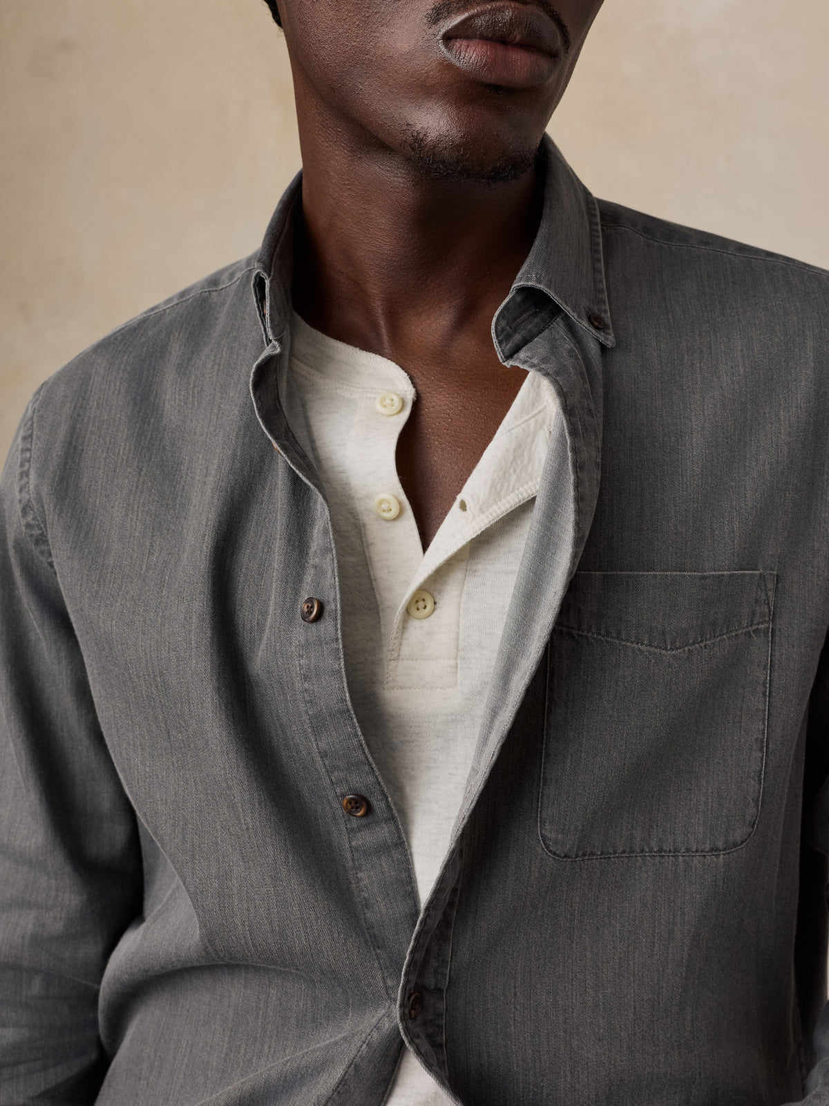 Patina Chambray Shirt - Charcoal Shores