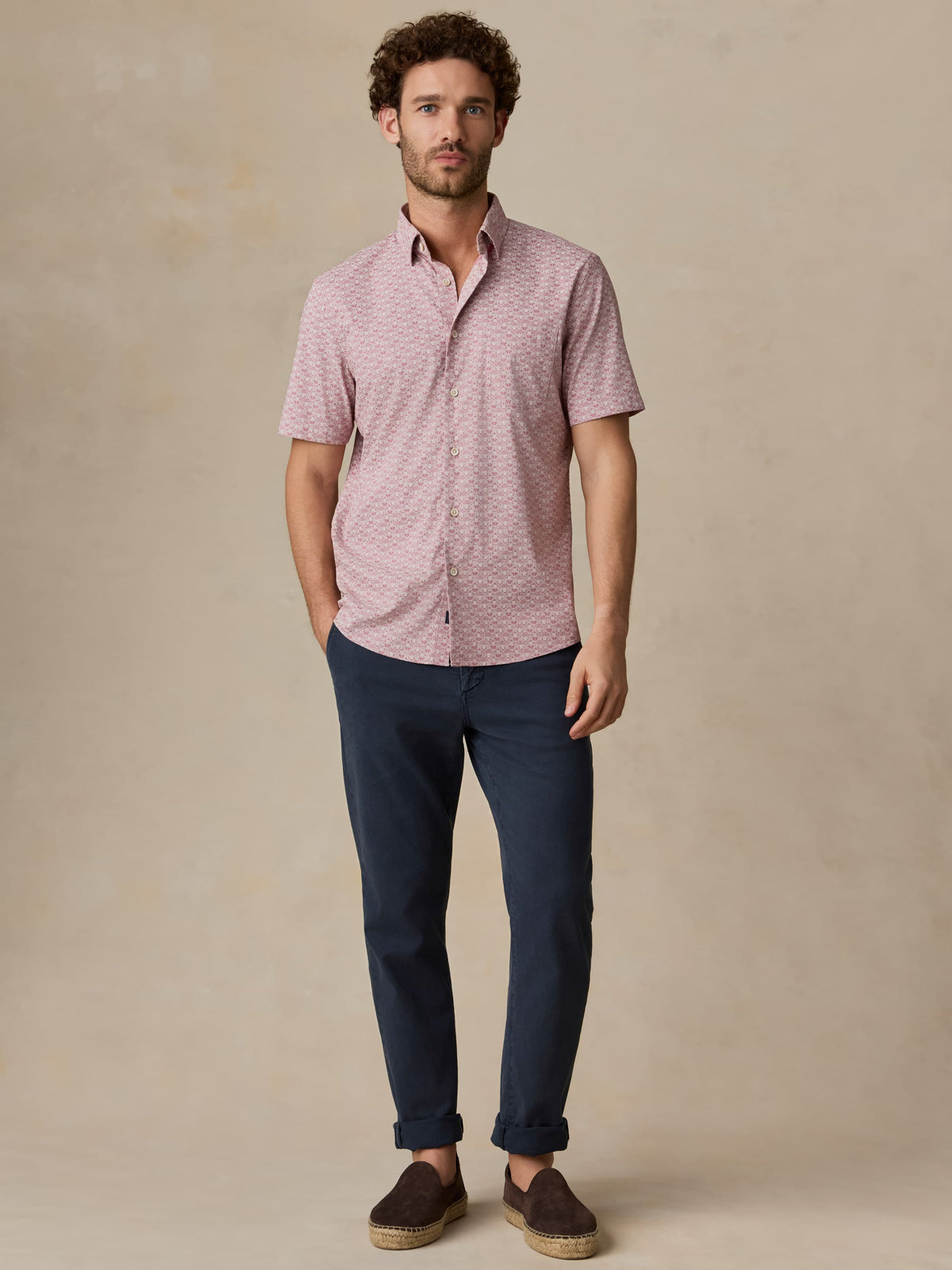 Short-Sleeve Movement Monterey Shirt - Rose Palm Mosaic