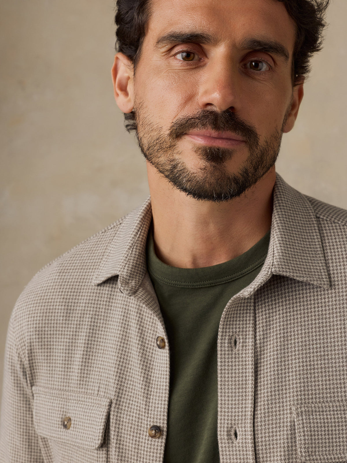 Legend Sweater Shirt - Taupe Brown Pincheck