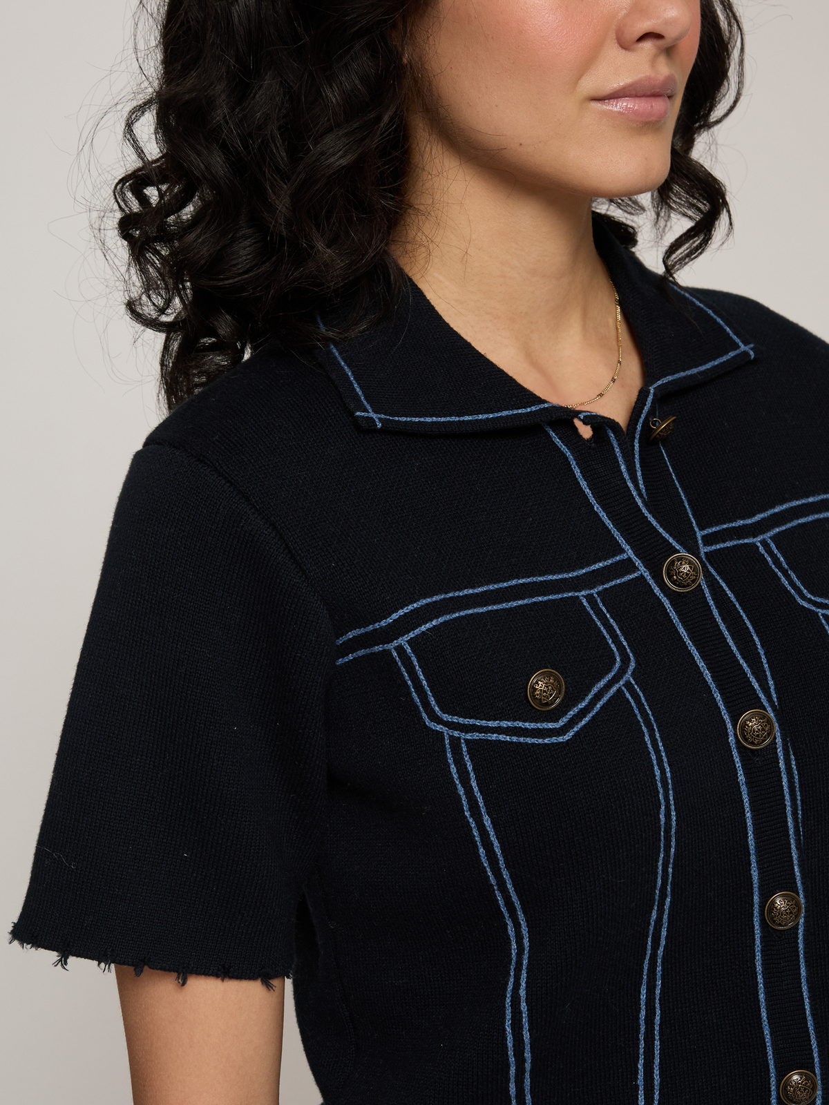 S/S "Denim" Jacket in Navy Blue Combo