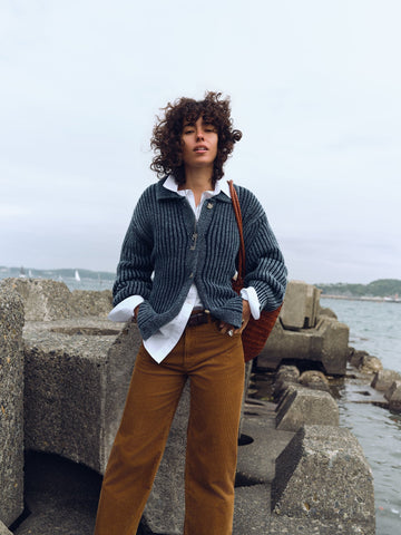Sunwashed Indigo Cotton Lodge Cardigan - Midnight Indigo Wash
