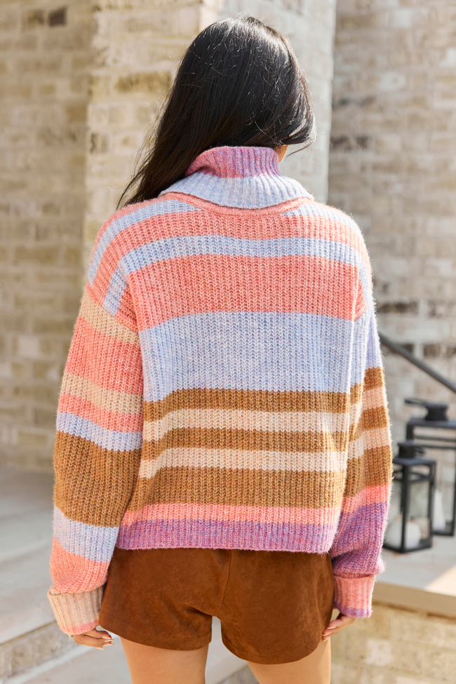 Color Theory Multi Color Stripe Turtleneck Sweater
