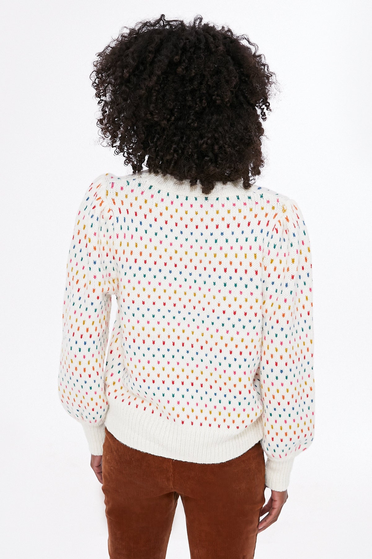 Rainbow Puff Sleeve Crewneck