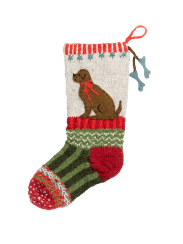 Puppy Wool Knit Christmas Stocking