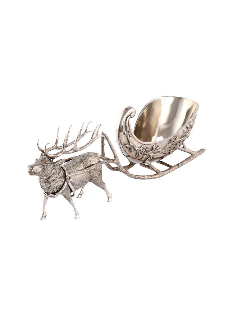 Reindeer Pewter Sleigh Centerpiece