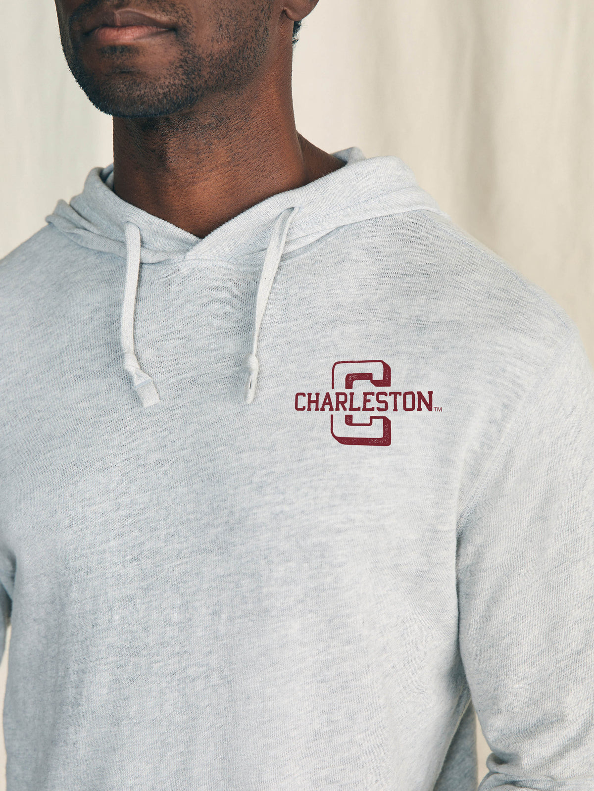 College of Charleston Sunwashed Organic Hoodie - Light Heather Grey