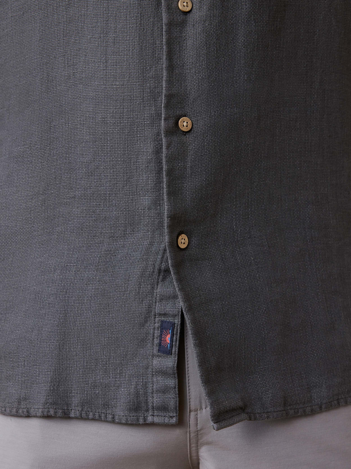 Short-Sleeve Palma Linen Shirt - Washed Black Basketweave