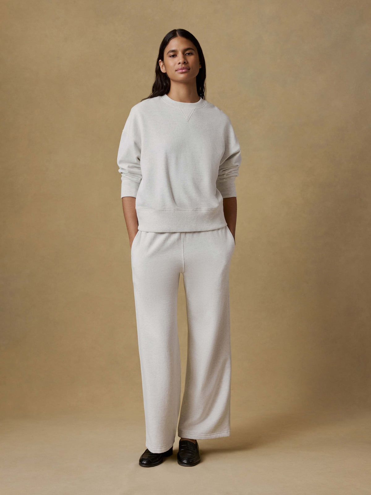 High Standard Fleece Wide Leg Sweatpant - Ice Grey Heather
