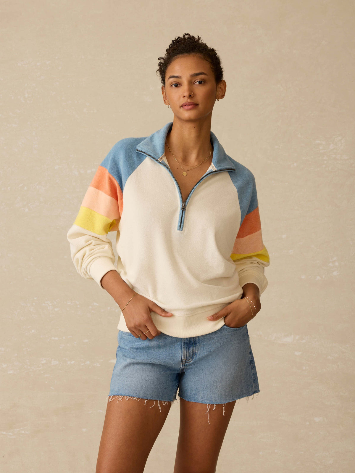 Cabana Towel Terry Quarter Zip - Sunrise Sail