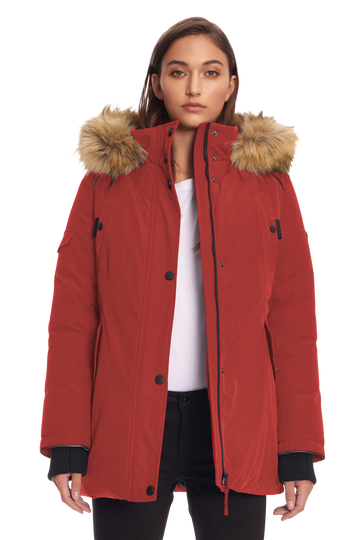 GLACIER | WOMEN'S VEGAN DOWN (RECYCLED) PARKA, CRIMSON