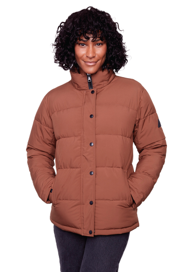 FORILLON | WOMEN'S VEGAN DOWN (RECYCLED) SHORT PUFFER JACKET, MAPLE