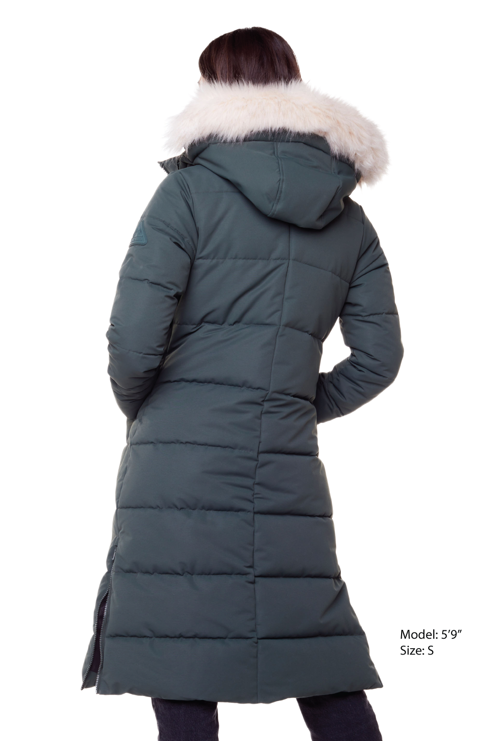 KLUANE | WOMEN'S VEGAN DOWN (RECYCLED) ULTRA LONG LENGTH PARKA, FOREST GREEN