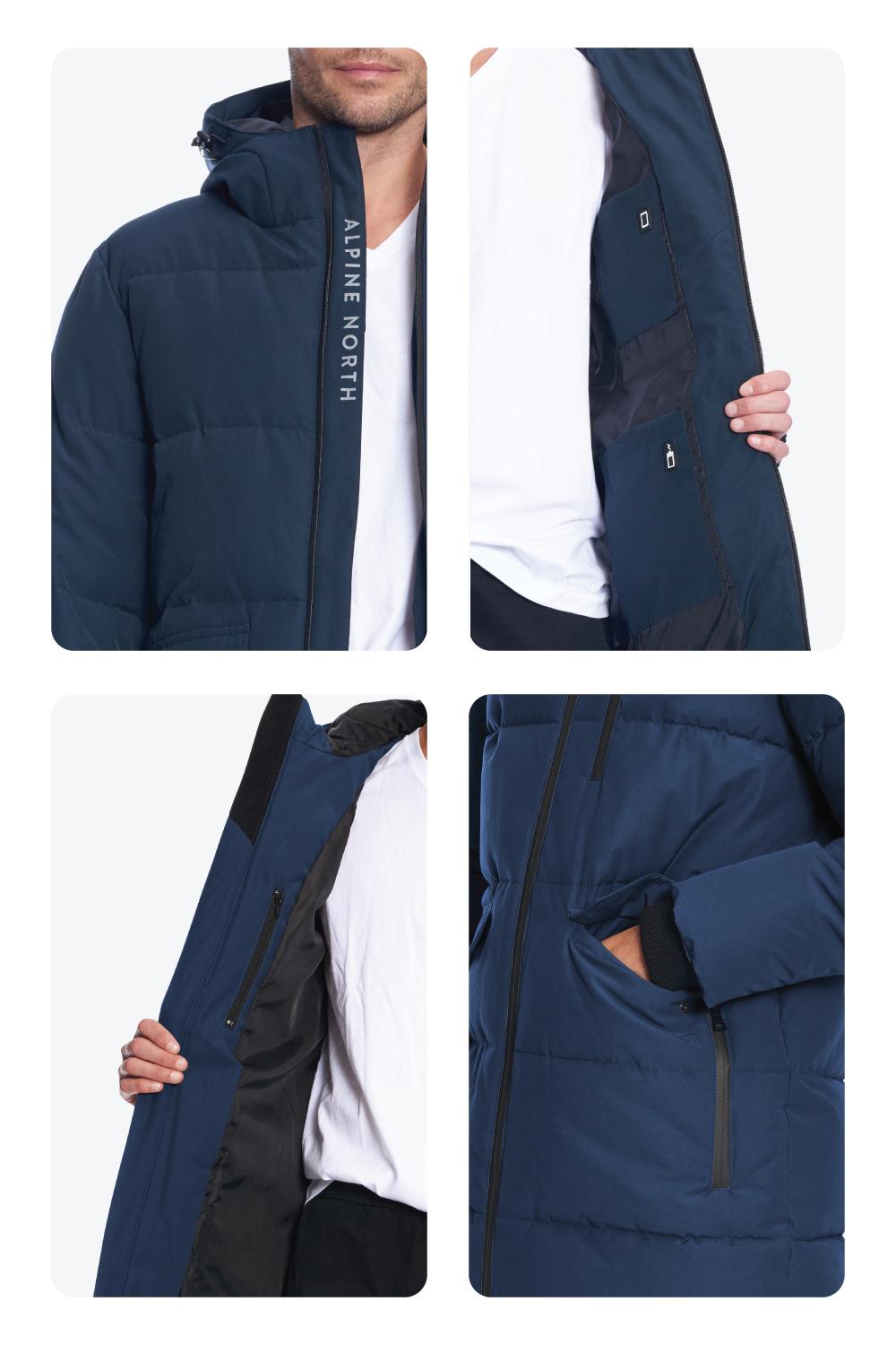 JASPER | MEN'S VEGAN DOWN (RECYCLED) PUFFER COAT, NAVY