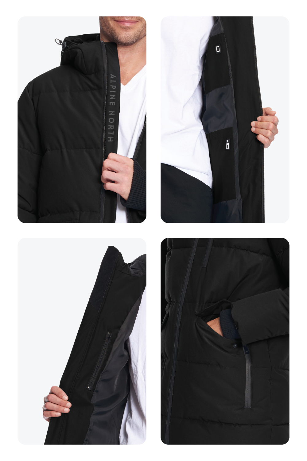 JASPER | MEN'S VEGAN DOWN (RECYCLED) PUFFER COAT, BLACK