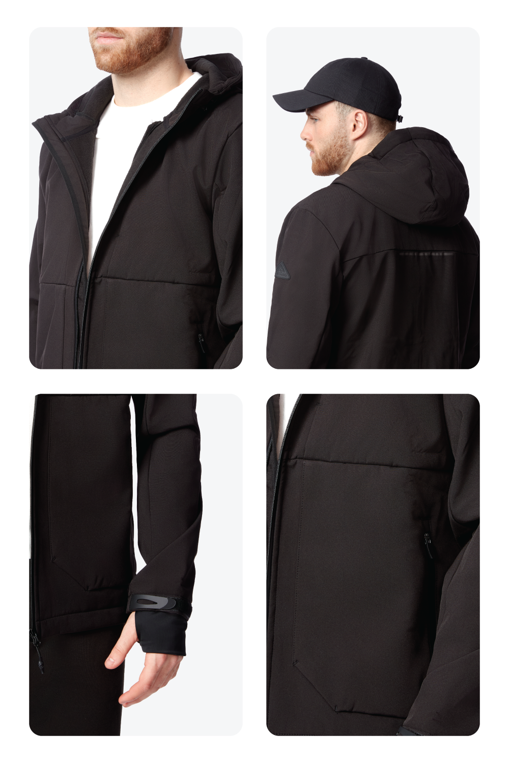 TOFINO | MEN'S FLEECE LINED WATER-REPELLENT SOFTSHELL JACKET, BLACK