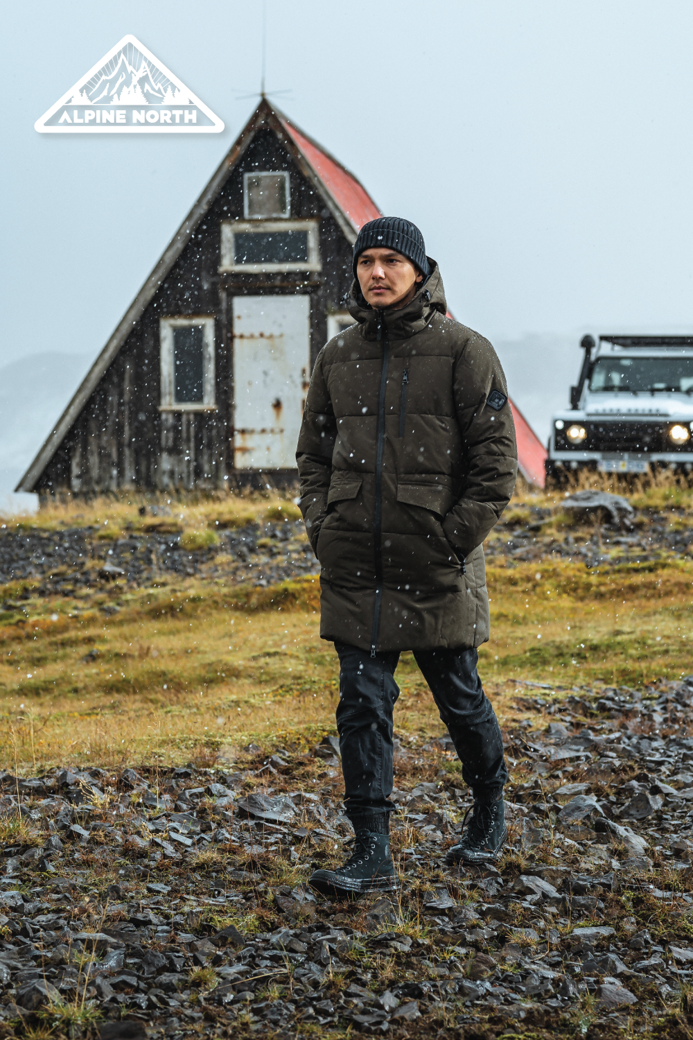 JASPER | MEN'S VEGAN DOWN (RECYCLED) PUFFER COAT, BLACK