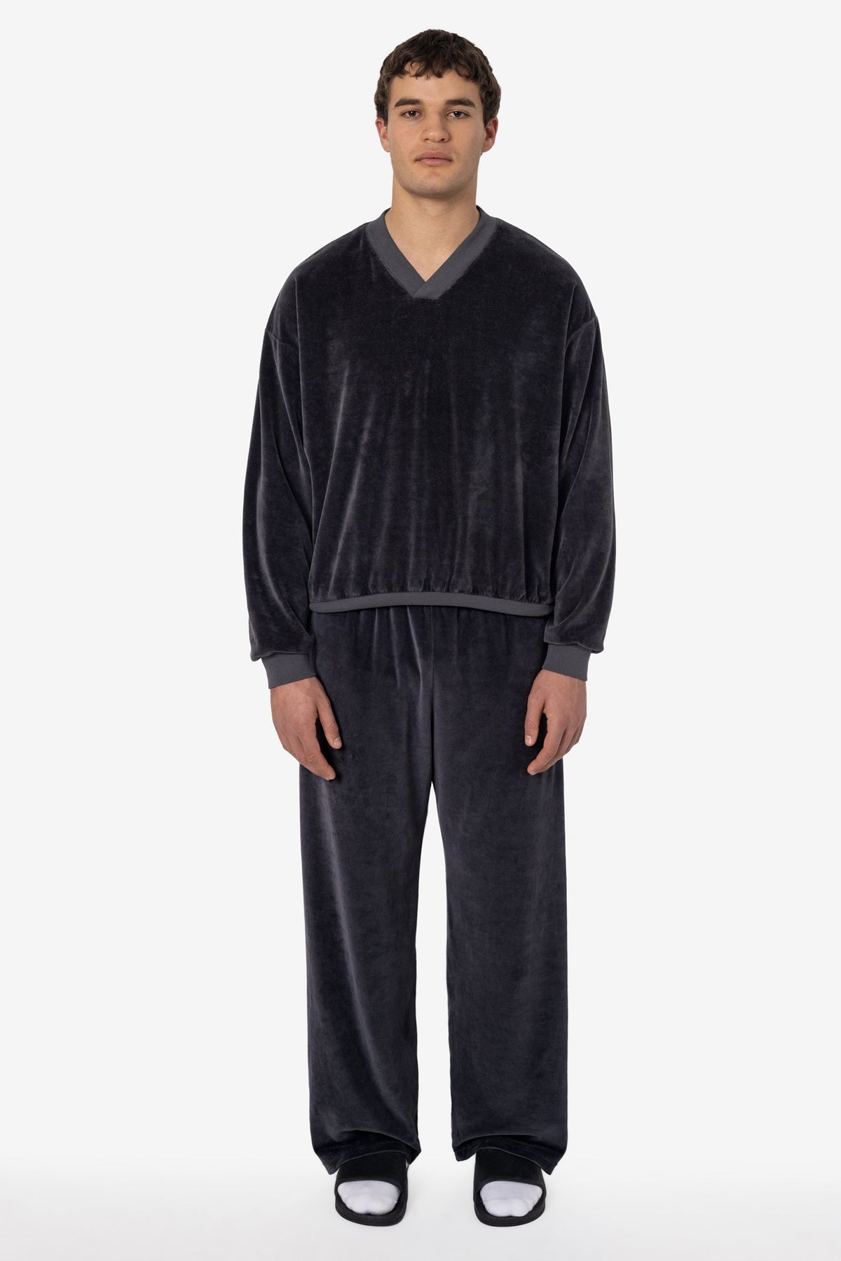 VLR56GD - Garment Dye Velour V-neck Sweatshirt