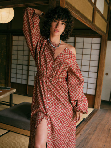 Coastal Poplin Suri Dress - Autumn Petals