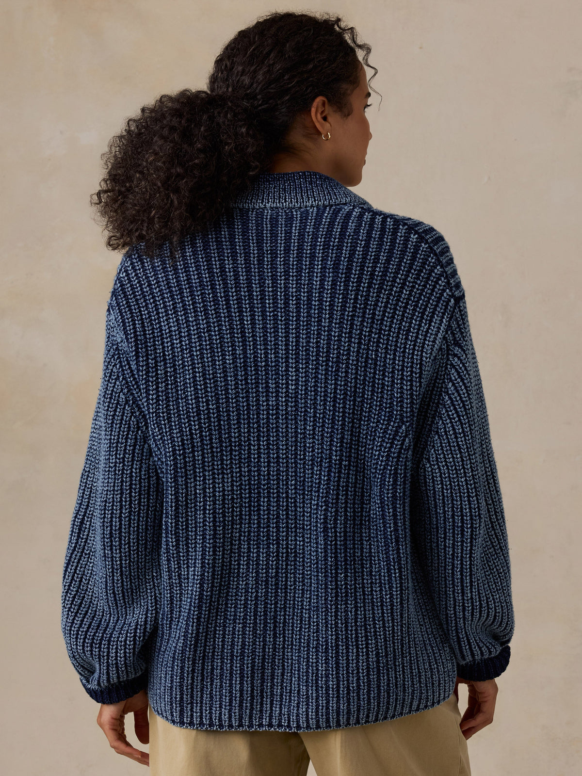 Sunwashed Indigo Cotton Lodge Cardigan - Midnight Indigo Wash