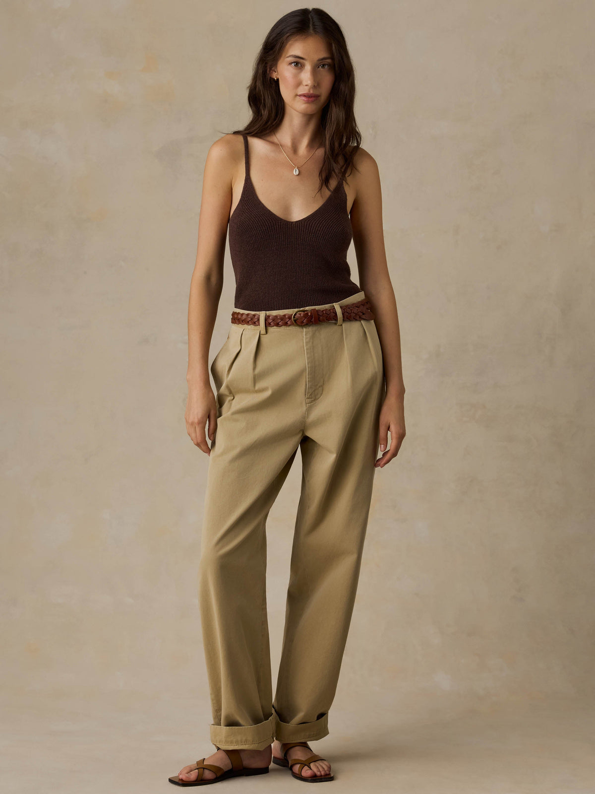 Miramar Linen Sweater Cami - French Roast