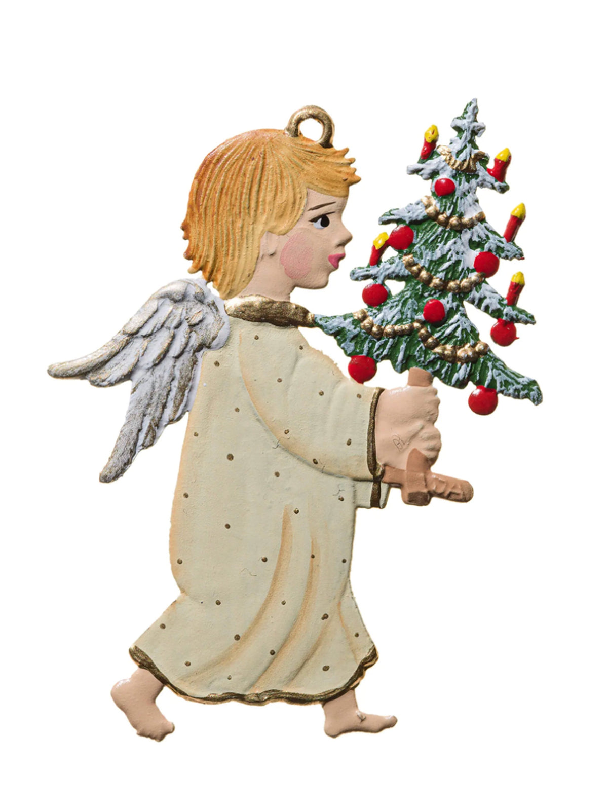 Wilhelm Schweizer Pewter Angel Carrying Tree Ornament