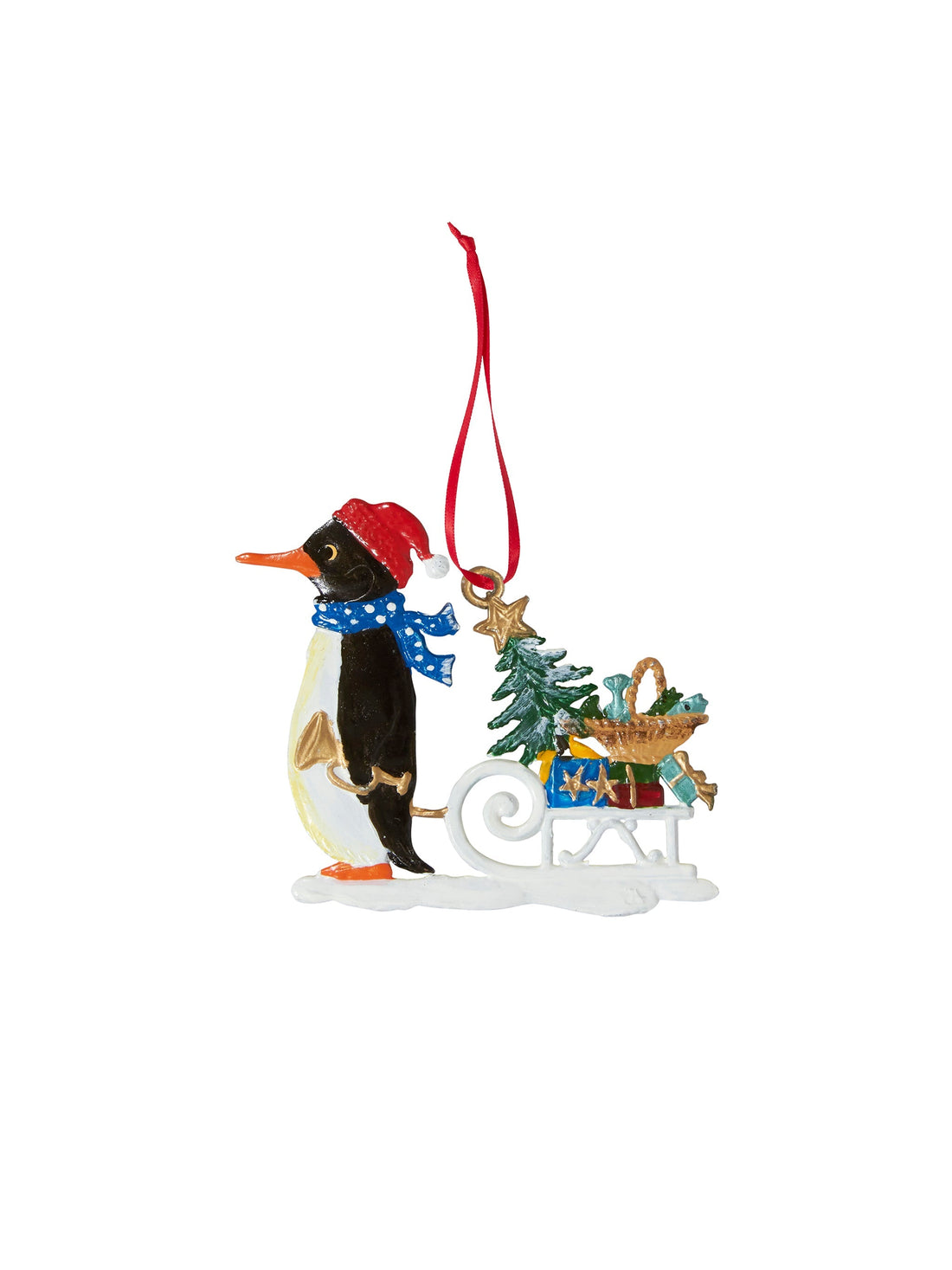 Wilhelm Schweizer Pewter Penguin with Sled Ornament