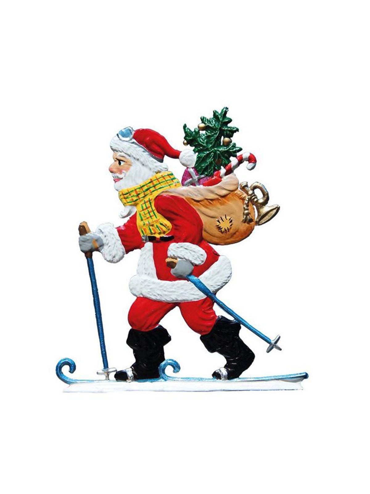 Wilhelm Schweizer Pewter Santa Hitting the Slopes Ornament