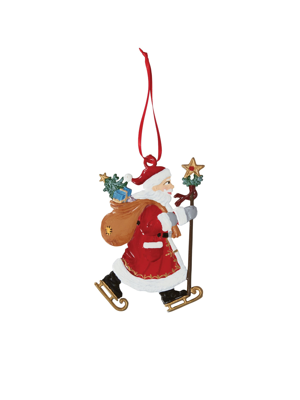 Wilhelm Schweizer Pewter Santa on Skates Christmas Ornament