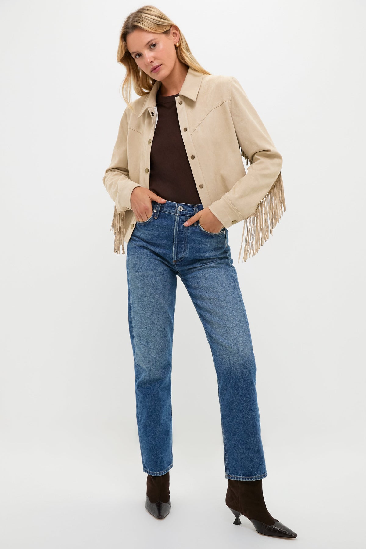 Biscotti Faux Suede Fringe Lauren Jacket