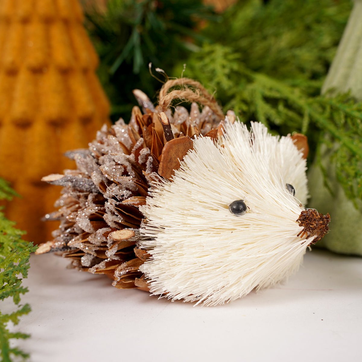 Sisal Fibers Hedgehog Christmas Ornament