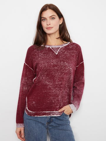 Cotton Crew Neck Sweater - Merlot