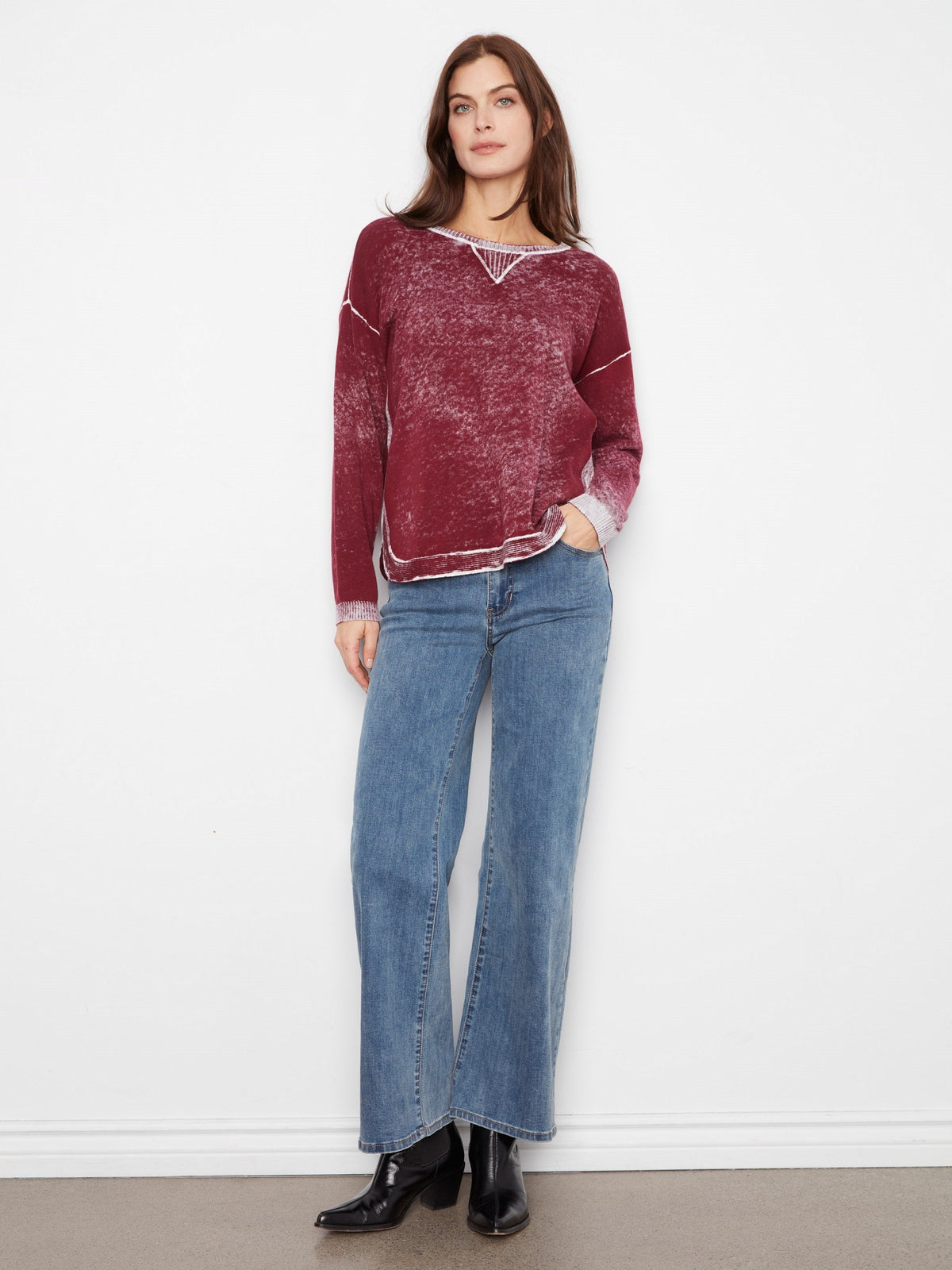 Cotton Crew Neck Sweater - Merlot