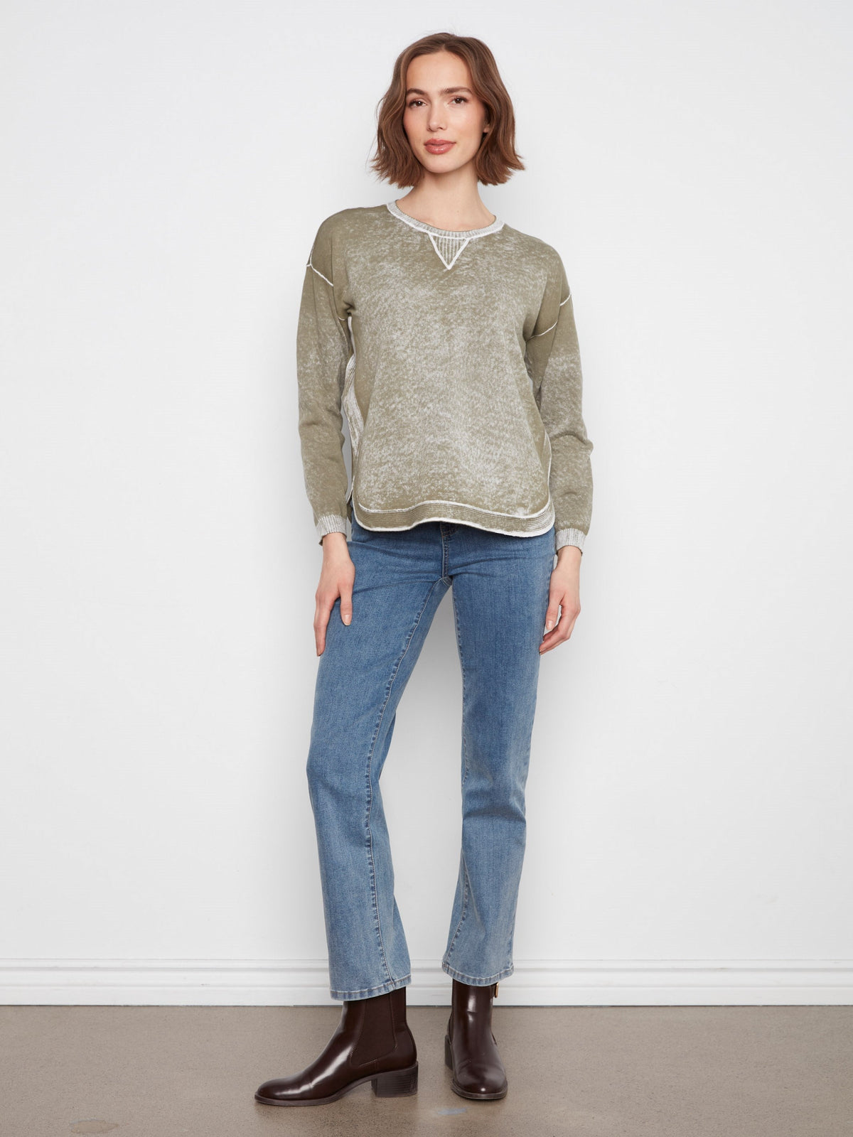 Cotton Crew Neck Sweater - Verveine