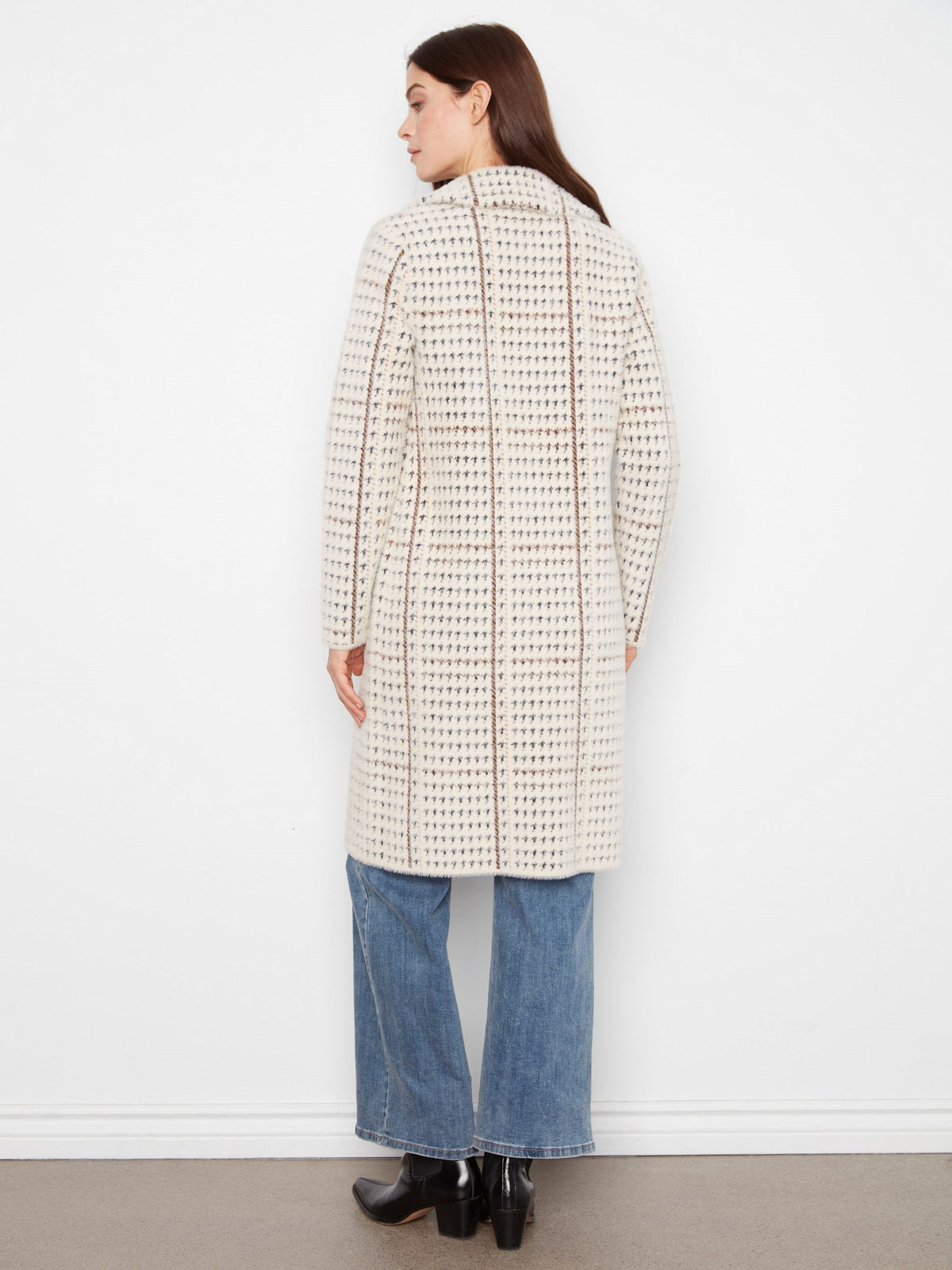 Long Plaid Knit Coatigan - Aberdeen