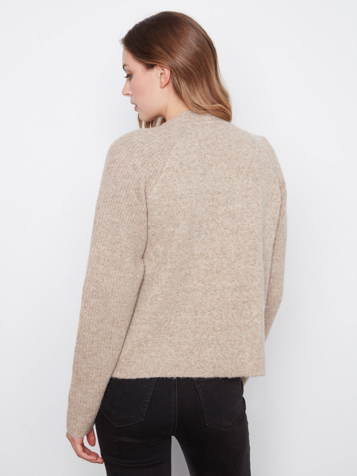 Patch Pocket Cardigan - Heather Light Brown