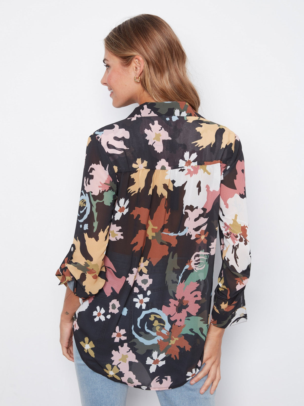 Printed Button-Up Blouse - Bloom
