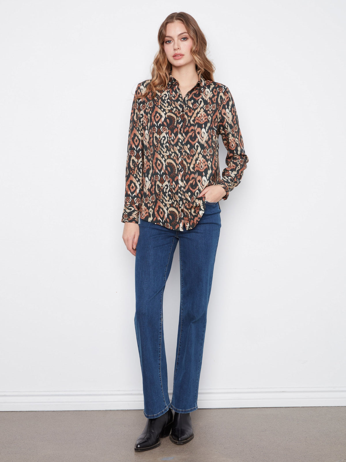 Printed Button-Up Shirt - Kaia