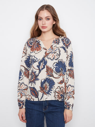 Printed Popover Blouse - Fantasy