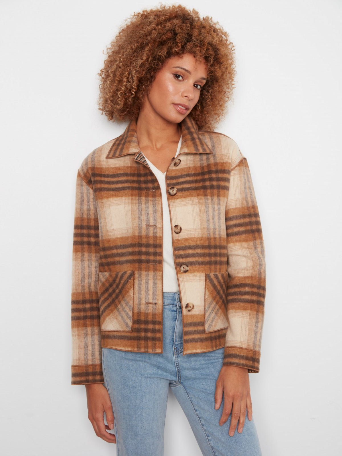 Reversible Plaid Jacket - Truffle