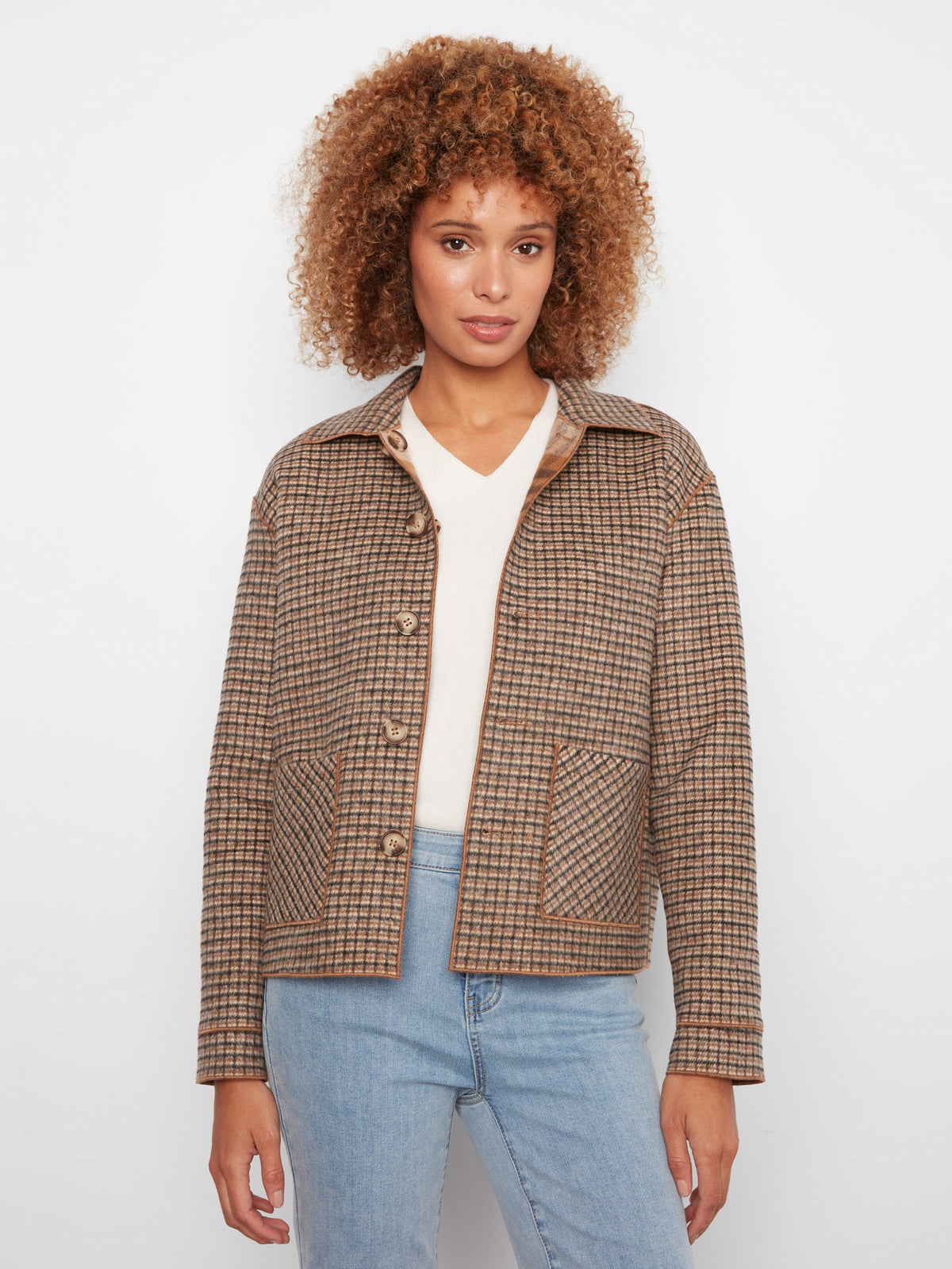 Reversible Plaid Jacket - Truffle