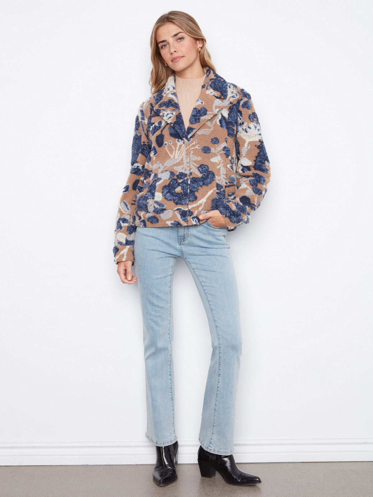 Sherpa Flocked Short Coat - Carolina