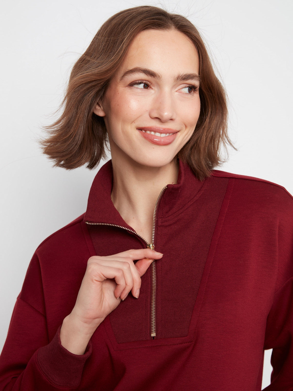 Soft Scuba Half-Zip Sweatshirt - Merlot