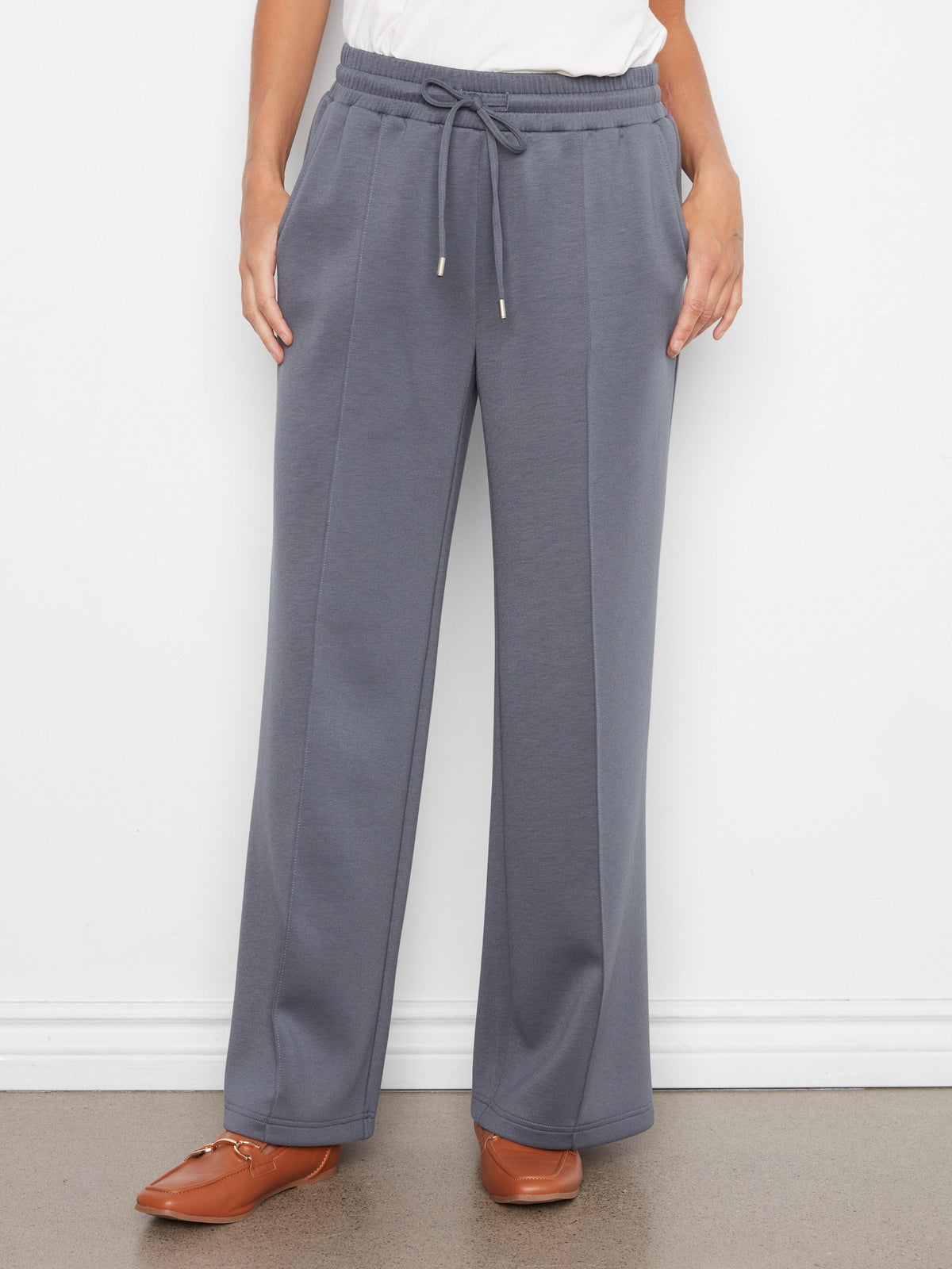 Soft Scuba Wide Leg Jogger Pants - Graphite